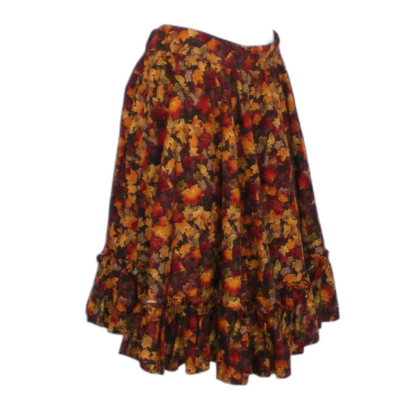 Leaf Skirt, L, A-Line, Ruffle Hem, HANDMADE, Elastic waist back, Knee length - Picture 2 of 10